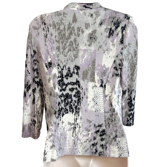 Alex Evenings Petite Vintage Satin Trim 3/4 Sleeve Stretch Blazer Jacket Multi - Picture 3 of 10